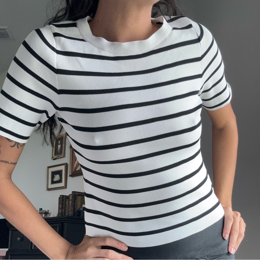 Striped Black and White Women's Top